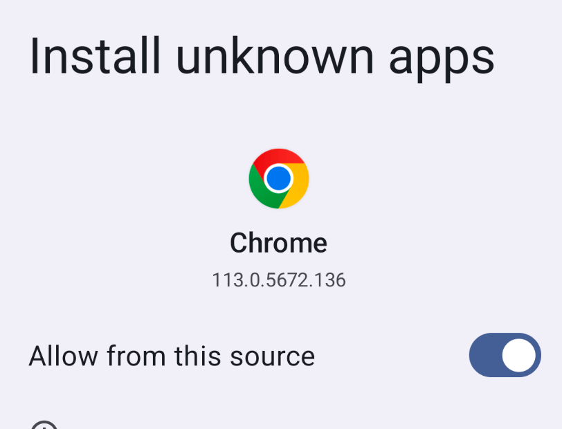 Settings toggle to allow installing from Chrome